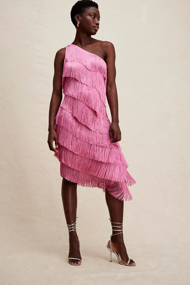 Norma Kamali One Shoulder Fringe Dress #2