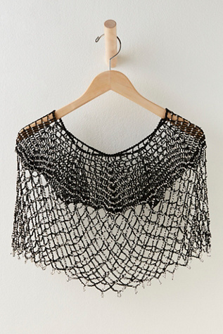 Capelet Vintage à Paillettes Et Perles Noir - Châle Années 1920 Pour Soirée, Mariage, Déco Fête - 2