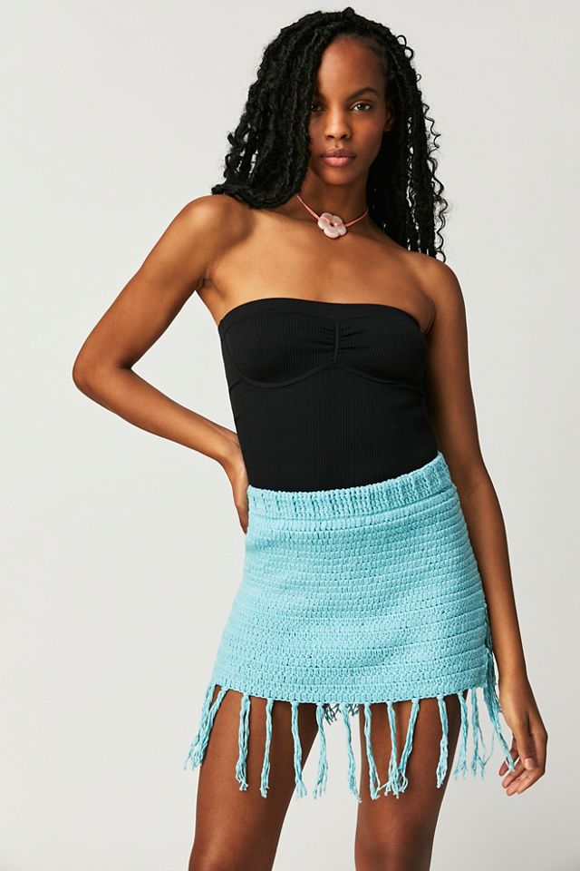 Asymmetrical crochet outlet skirt