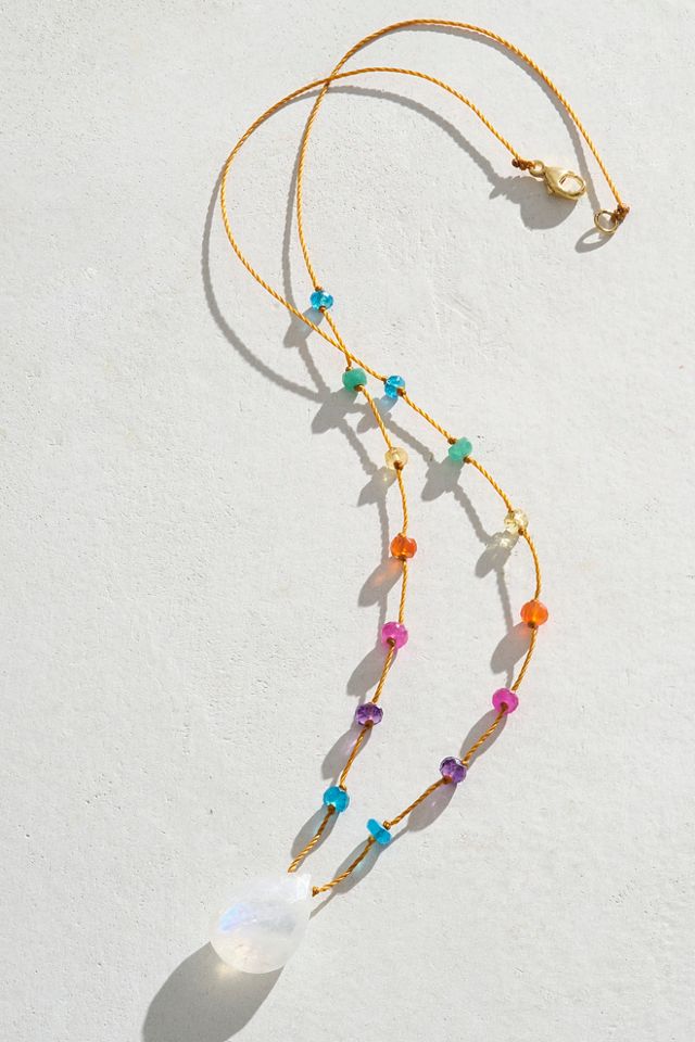 Amalia Rainbow Drop Moonstone Necklace #1