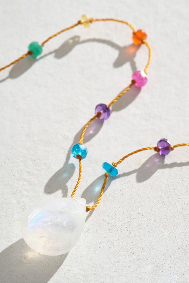 Amalia Rainbow Drop Moonstone Necklace #2
