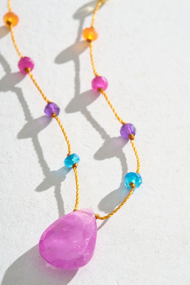 Amalia Rainbow Drop Pink Sapphire Necklace #1