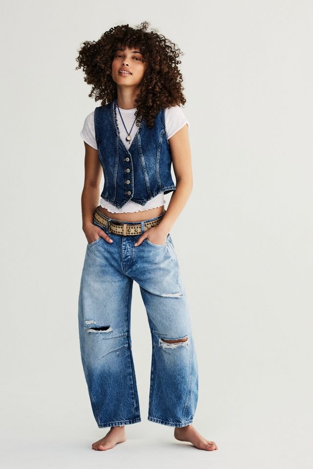 Free People Lucky You Mid-Rise Vegan Barrel Jeans – S.O.S Save Our