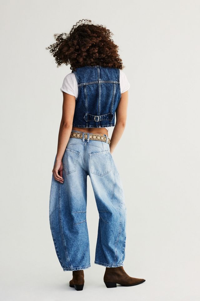 Free People: The Amsterdam High Rise Barrel Jean in Deep Indigo