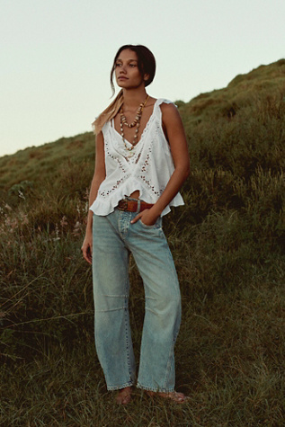 We The Free Good Luck Mid-Rise Barrel Jeans at Free People in Light Wash, Size: 29