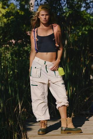 Morning Meadow Hike Pants by FP Movement at Free People, Ivory W Heritage Green, XL