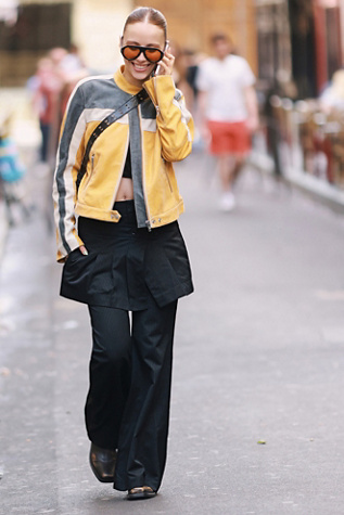 Veste Moto Style Biker En Simili-cuir Free People - Taille M - Couleur Ivoire - Occasion Très Propre