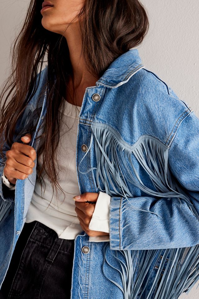 Fringe sales denim jacket