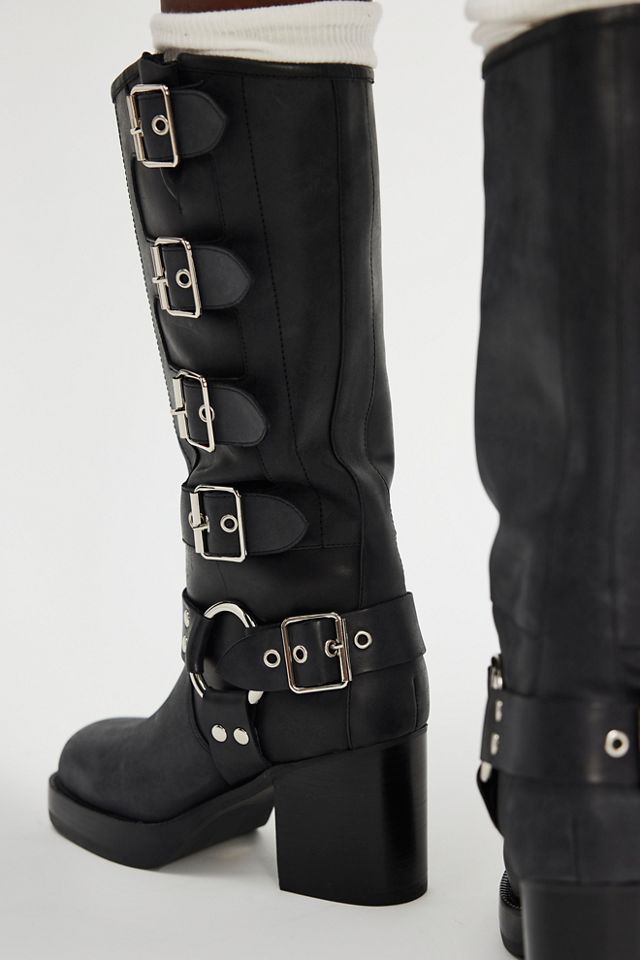 Biker boots with buckles and straps sale