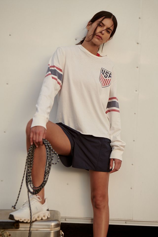 TeeShirtPalace Cool USA Soccer Jersey Stripes Long Sleeve Shirt