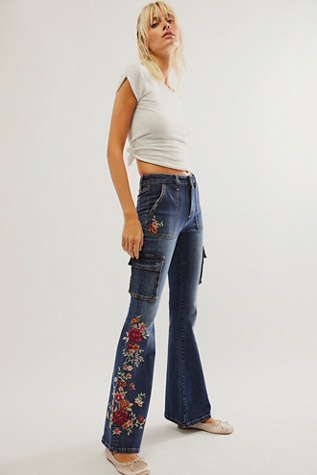 Driftwood Farrah Embroidered Cargo Jeans | Free People