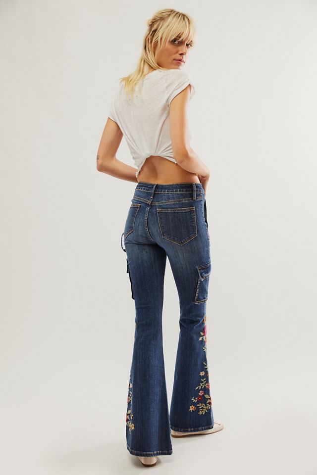 Driftwood Farrah Embroidered Cargo Jeans | Free People