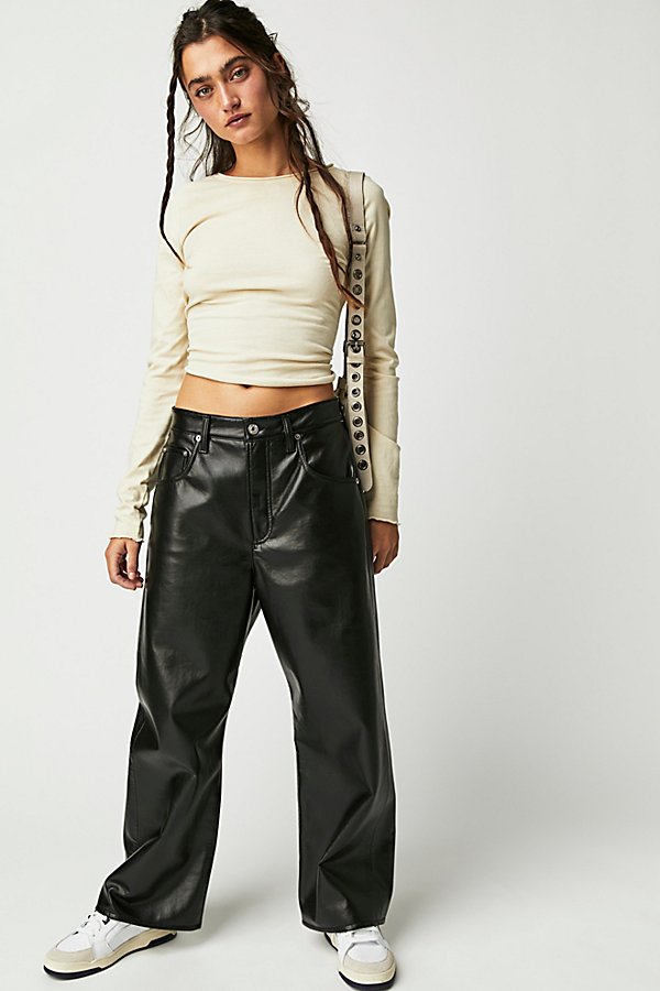 Citizens Of Humanity Recycled Leather Gaucho Pants In Black Beauty