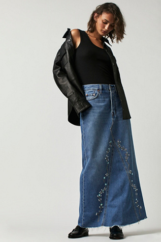 Anna Sui Embroidered Denim Skirt | Free People UK