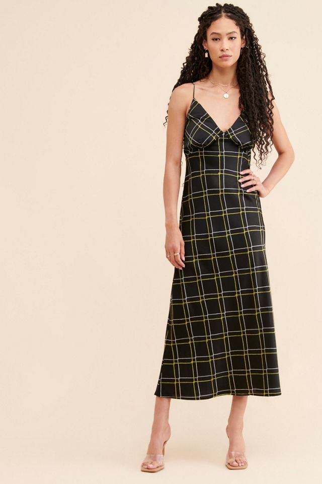 The Fifth Label Black And Plaid Midi Dress