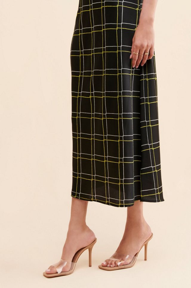 The Fifth Label Black And Plaid Midi Dress