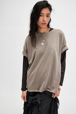 We The Free Nina Tee at Free People in Fallen Rock, Size: Large