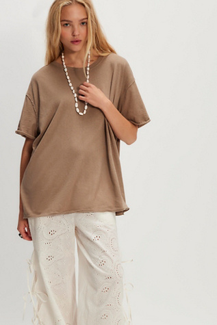 We The Free Nina Tee at Free People in Brown, Size: XL