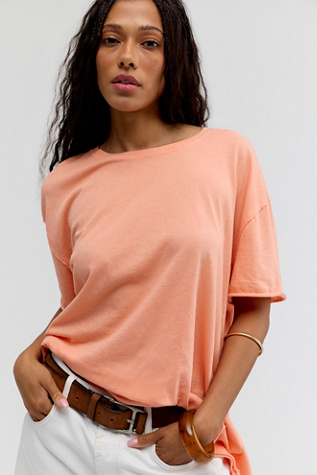 We The Free Nina Crew Neck Jersey T-Shirt at Free People in Orange, Size: XS - Crew Neck