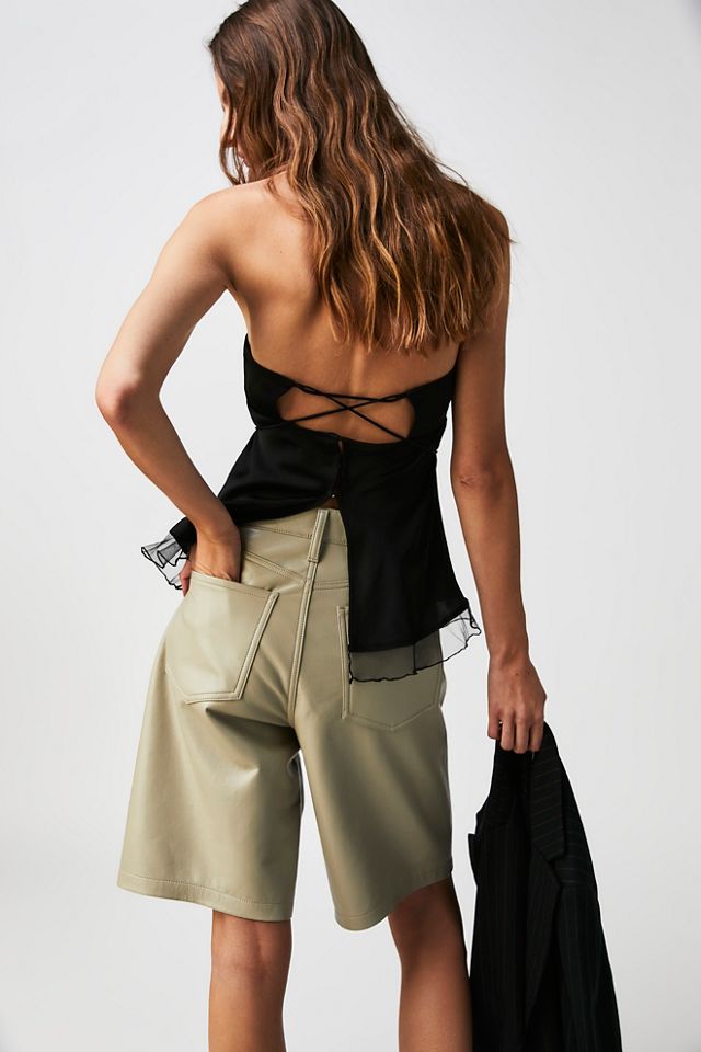 AGOLDE Recycled Leather Low-Rise Shorts #1