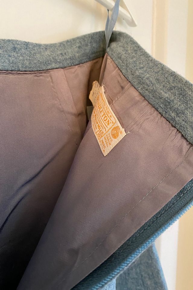 Vintage A Line Blue Green Wool Skirt Selected by KA.TL.AK #3