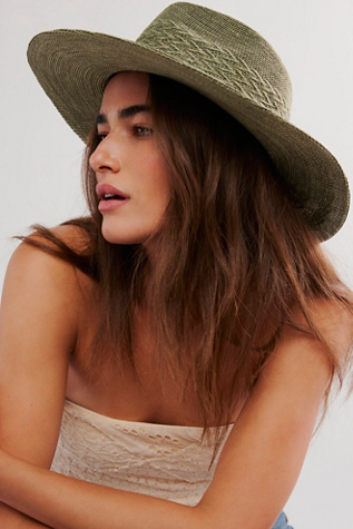 Arrow Woven Packable Hat at Free People in Avocado