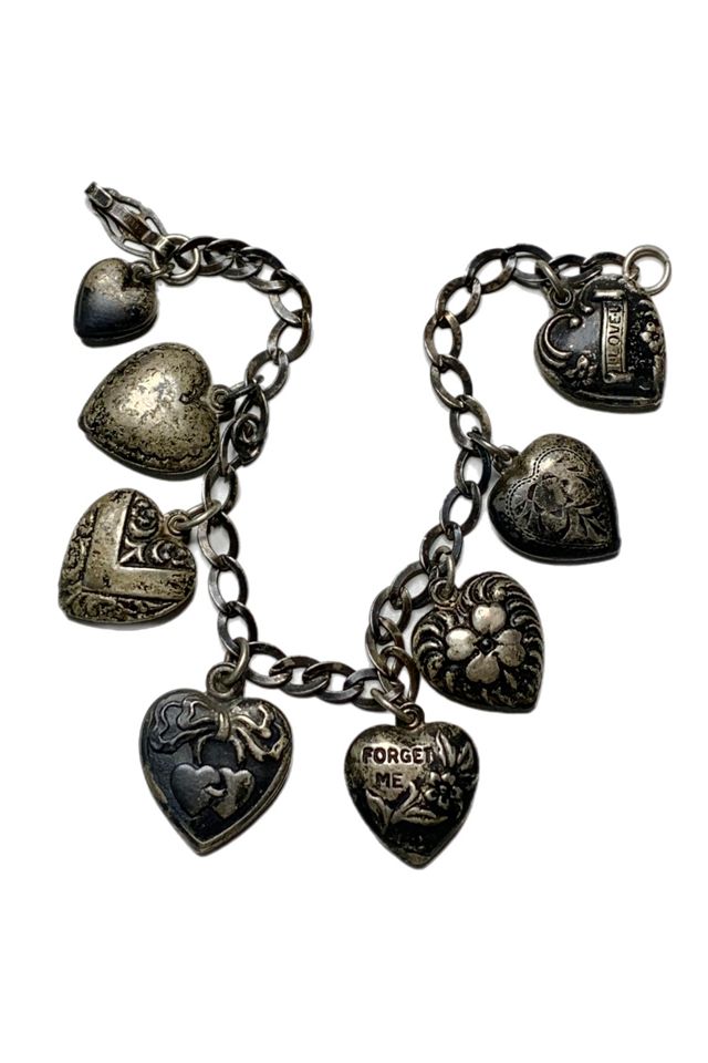 Vintage 1940s Sweetheart Charm Bracelet Sterling Silver Selected by Lux ...