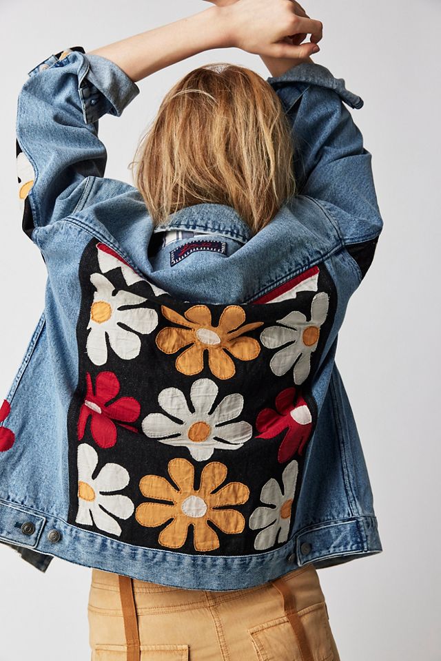 Free people embroidered denim on sale jacket