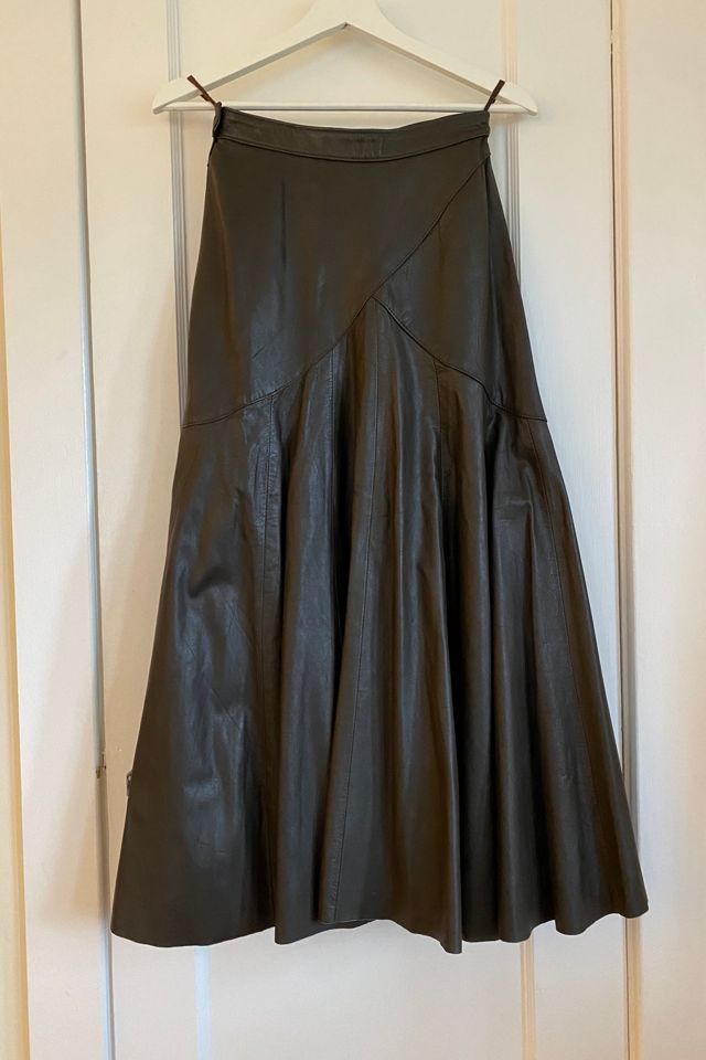Vintage Comint Brown Leather Skirt Selected by KA.TL.AK #2