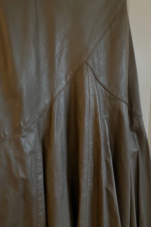 Vintage Comint Brown Leather Skirt Selected by KA.TL.AK #3