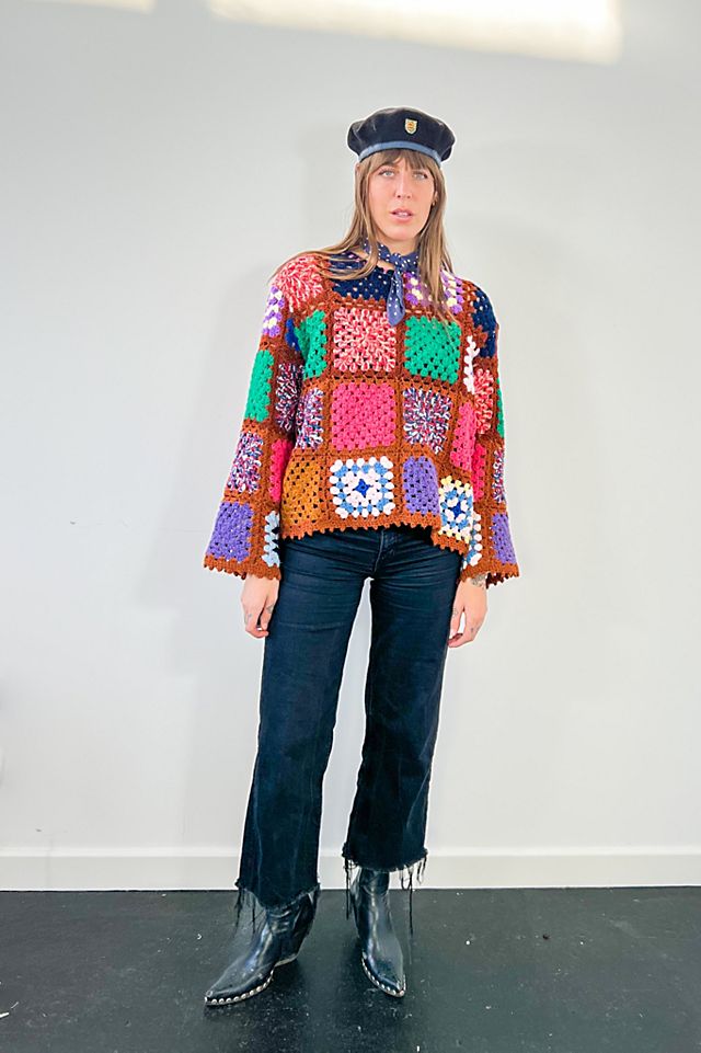 Magpie Vintage Remi Crochet Granny Square Jumper | Free People