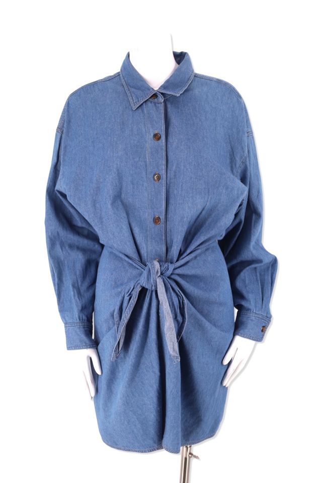 1990s DKNY Denim Tie Shirt Dress Selected By Ritual Vintage