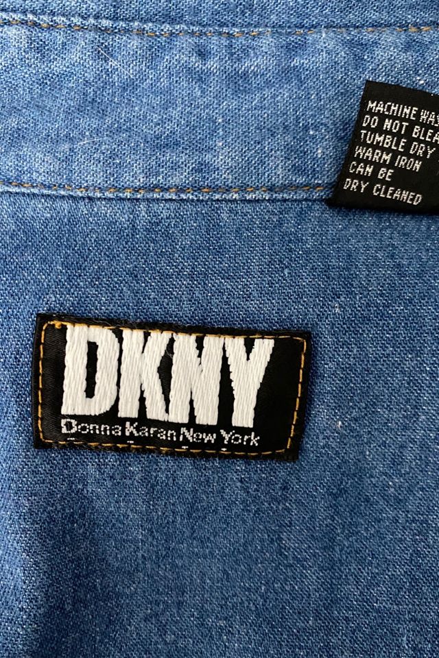 1990s DKNY Denim Tie Shirt Dress Selected By Ritual Vintage