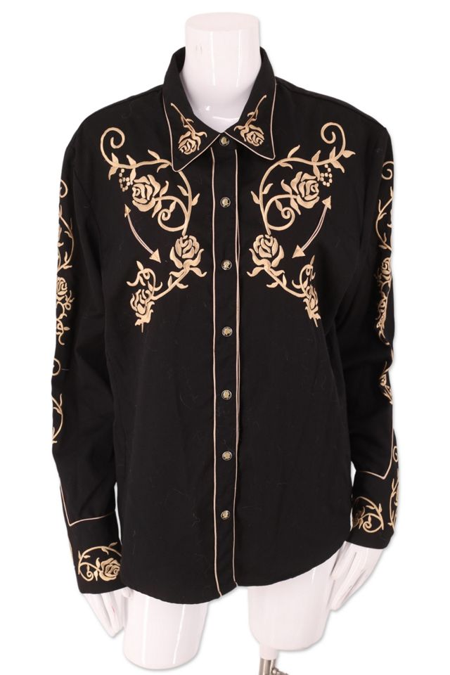 Vintage 90s Suede Chain Stitch Western Shirt main image 0