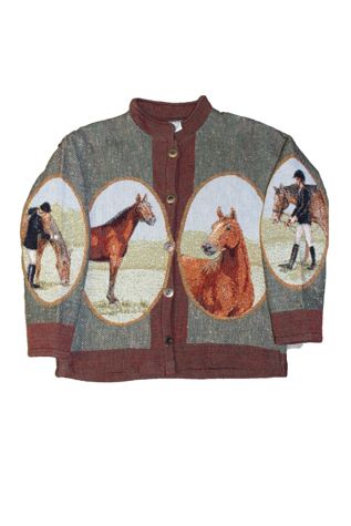 Vintage 1990's Polo Horses Woven Jacket Selected by Afterlife Boutique