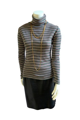 Vintage 1960s Micro Stripe Turtleneck Knit Top Selected by SharpLilTeeth