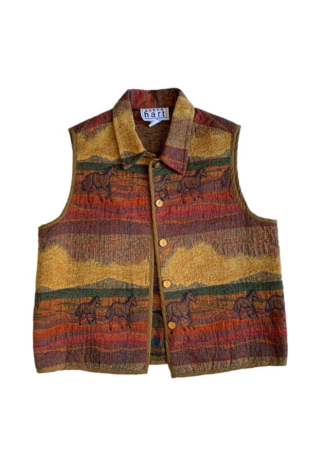 Vintage 1990s Wild Horses Tapestry Woven Vest Selected by SharpLilTeeth