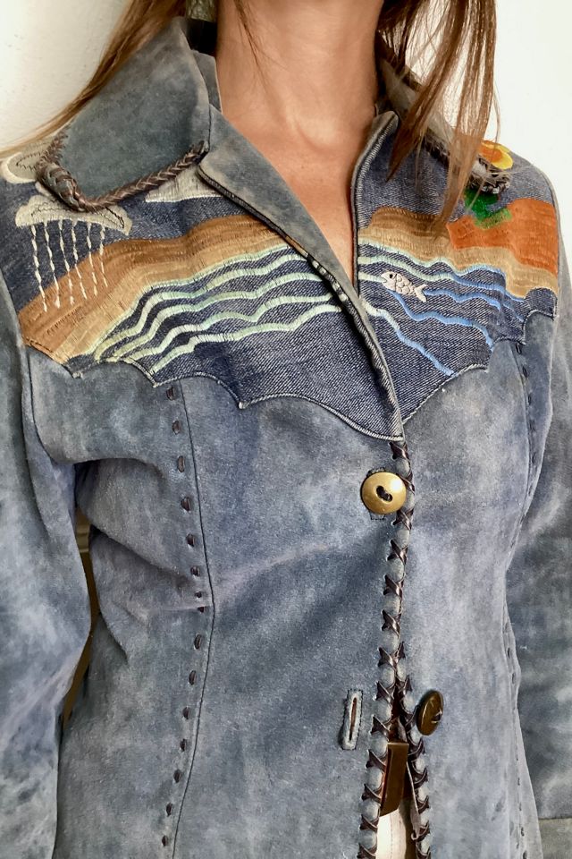 Blue hot sale embroidered jacket