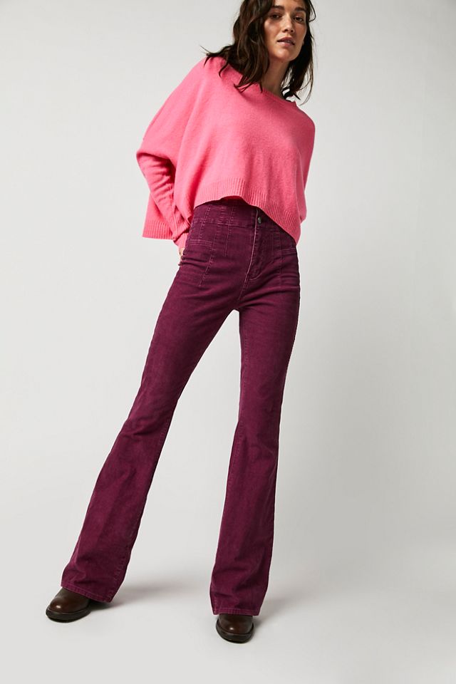 Free People Jayde Cord Flare Jeans At Free People In Garnet, Size: 25 in  Red