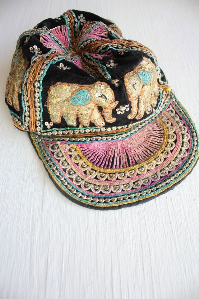 Vintage Velvet Sequin Embroidered Thailand Baseball Cap Selected By Moons + Junes Vintage #2