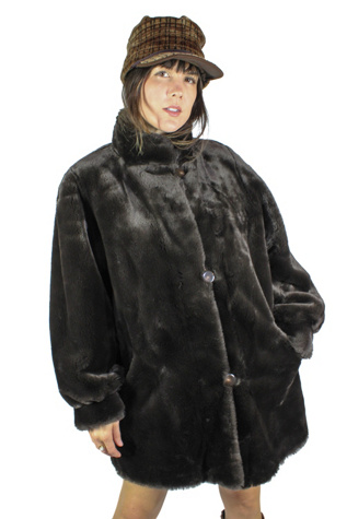 Vintage Faux Fur Turtleneck Coat Selected By Moons + Junes Vintage