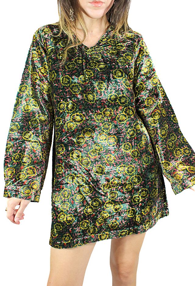 1960s Vintage Velvet Floral Print Mini Dress Selected By 1960s Vintage Velvet Floral Print Mini Dress Selected By