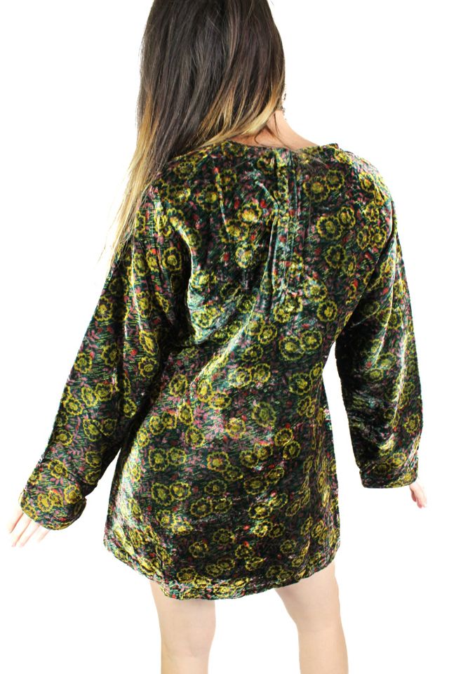 1960s Vintage Velvet Floral Print Mini Dress Selected By Moons + Junes Vintage #2