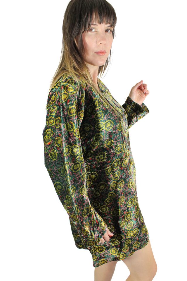 1960s Vintage Velvet Floral Print Mini Dress Selected By Moons + Junes Vintage #3
