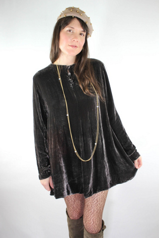 1990s Vintage Velvet Mini Dress Selected By Moons + Junes Vintage