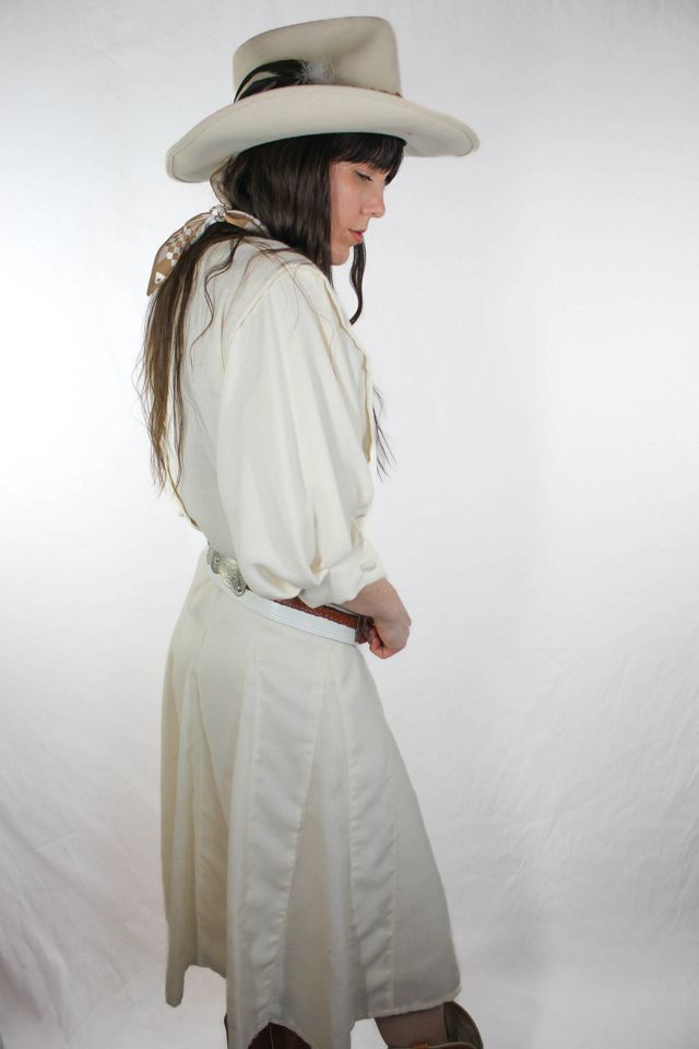 1950s Handmade Vintage Linen Pleated Ivory Midi Dress Selected By Moons + Junes Vintage #2