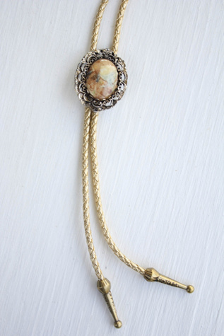 Vintage Floral Cameo Bolo Tie Necklace Selected By Moons + Junes Vintage