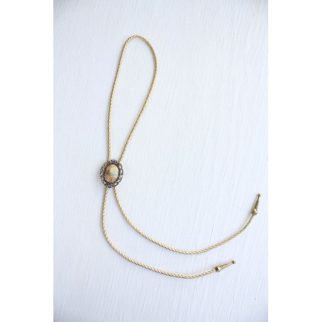Vintage Floral Cameo Bolo Tie Necklace Selected By Moons + Junes Vintage #1