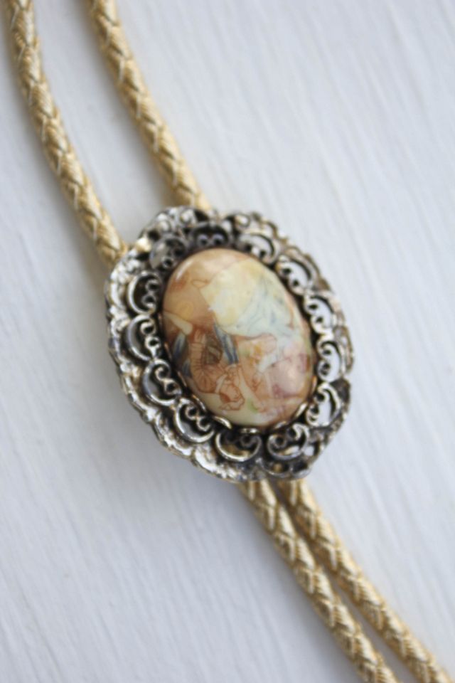 Vintage Floral Cameo Bolo Tie Necklace Selected By Moons + Junes Vintage #2