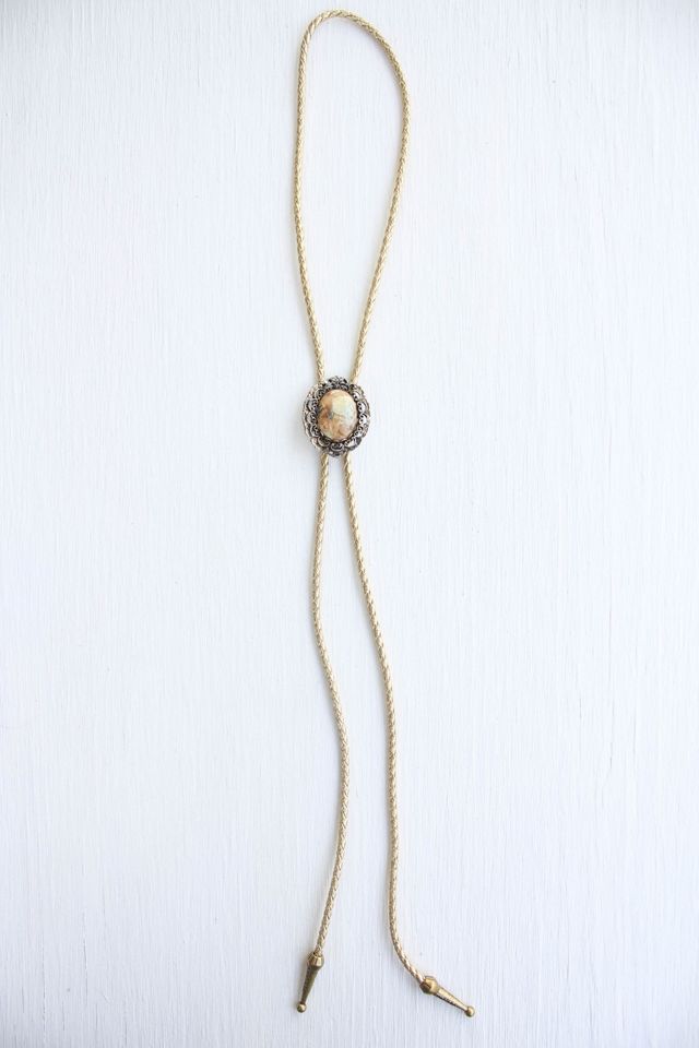 Vintage Floral Cameo Bolo Tie Necklace Selected By Moons + Junes Vintage #3